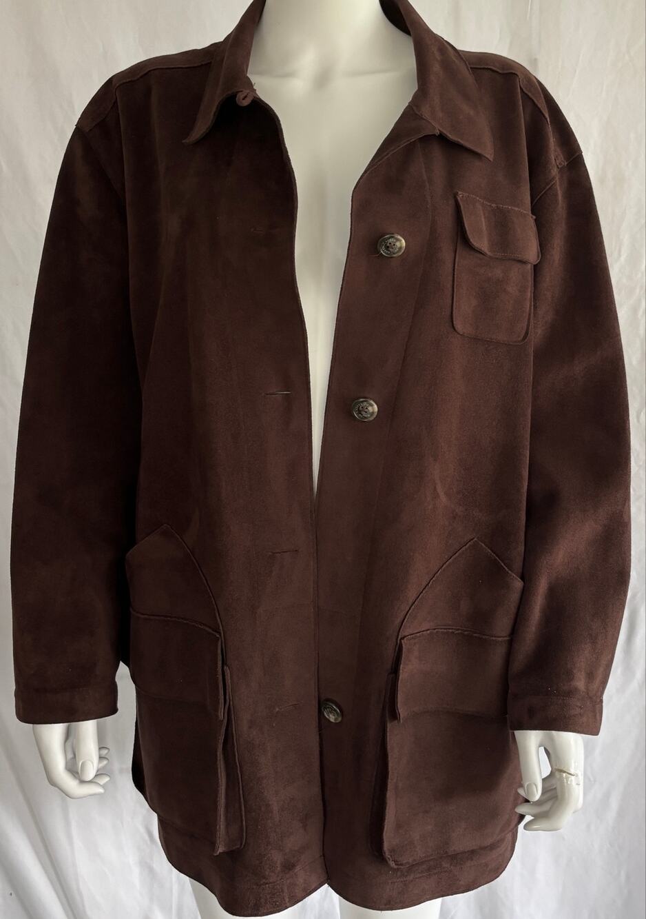 Lauren Ralph Lauren Dry Goods Brown Faux Suede Barn Jacket Women 2X Oversized